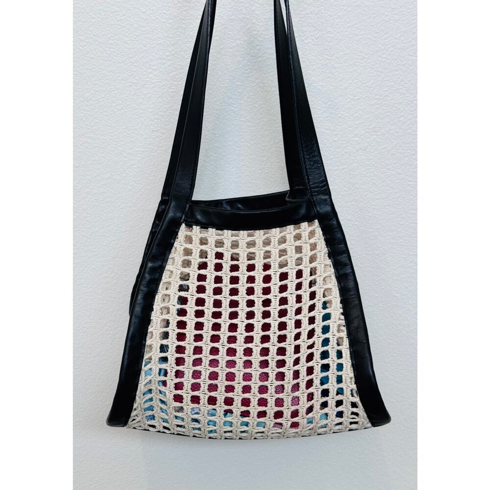 Massimo Dutti Contrast Leather / Mesh Bag
